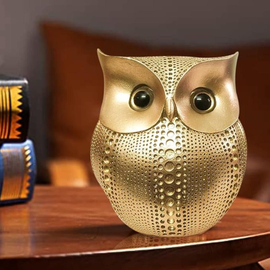 Gold Resin Owl Animal Ornament