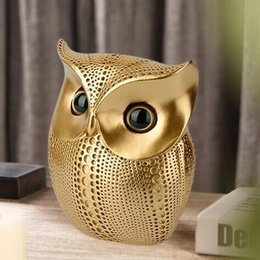 Gold Resin Owl Animal Ornament