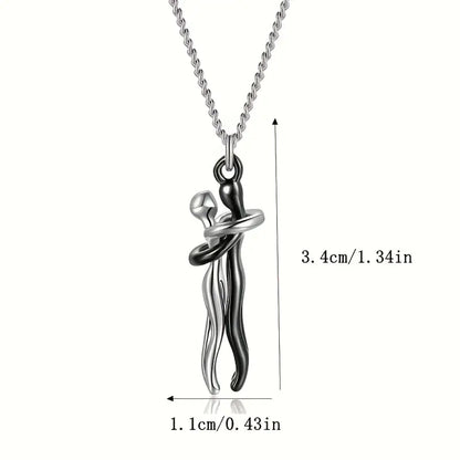 EmbraceCharm™ Lover Pendant Necklace | Black & Silver